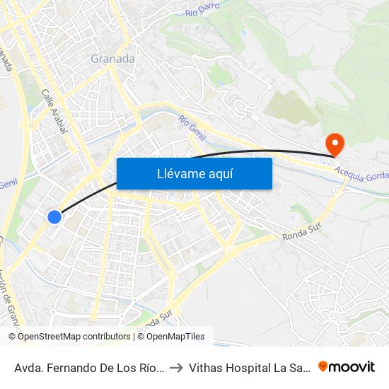 Avda. Fernando De Los Ríos 2 to Vithas Hospital La Salud map