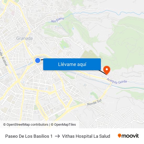 Paseo De Los Basilios 1 to Vithas Hospital La Salud map