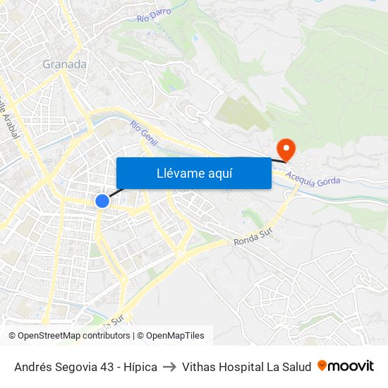 Andrés Segovia 43 - Hípica to Vithas Hospital La Salud map