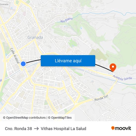 Cno. Ronda 38 to Vithas Hospital La Salud map