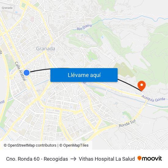 Cno. Ronda 60 - Recogidas to Vithas Hospital La Salud map