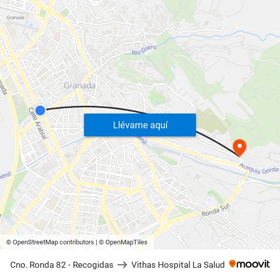 Cno. Ronda 82 - Recogidas to Vithas Hospital La Salud map