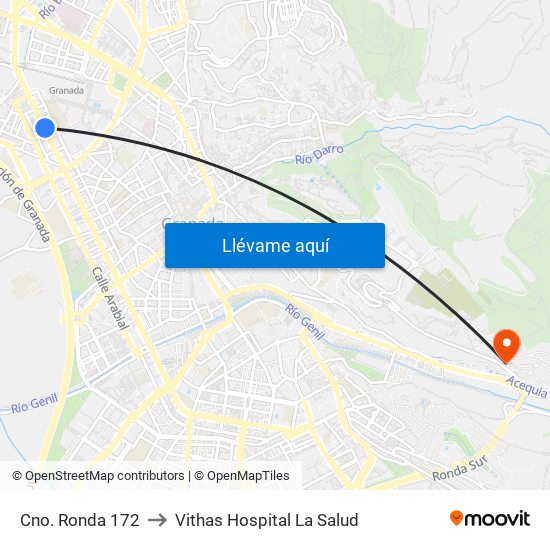 Cno. Ronda 172 to Vithas Hospital La Salud map