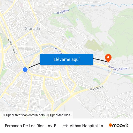 Fernando De Los Ríos - Av. Barcelona to Vithas Hospital La Salud map