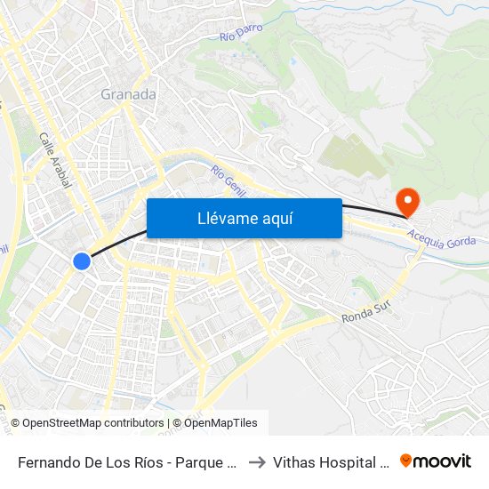 Fernando De Los Ríos - Parque Cruz De Lagos to Vithas Hospital La Salud map