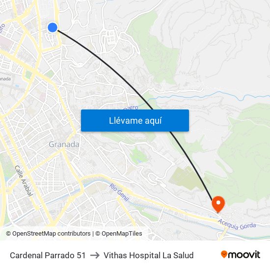 Cardenal Parrado 51 to Vithas Hospital La Salud map