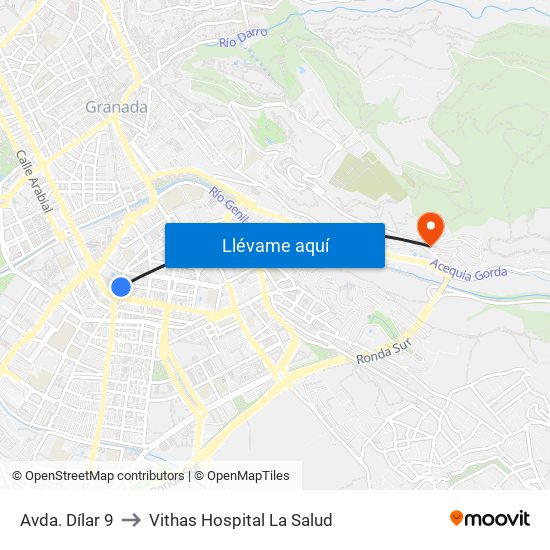 Avda. Dílar 9 to Vithas Hospital La Salud map