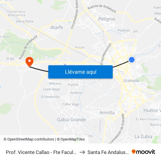 Prof. Vicente Callao - Fte Facultad Teología to Santa Fe Andalusia Spain map