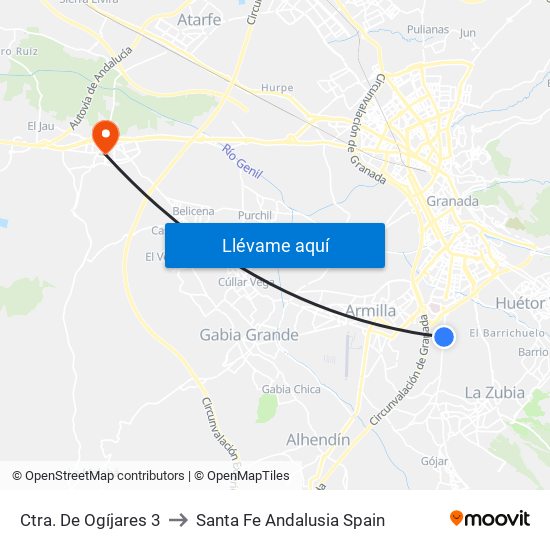 Ctra. De Ogíjares 3 to Santa Fe Andalusia Spain map