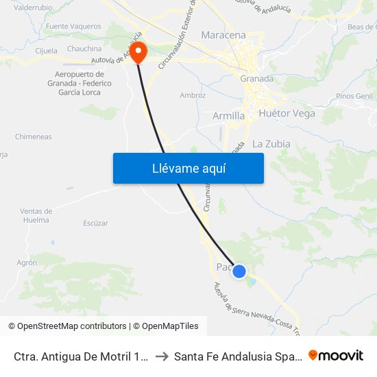Ctra. Antigua De Motril 1 V to Santa Fe Andalusia Spain map