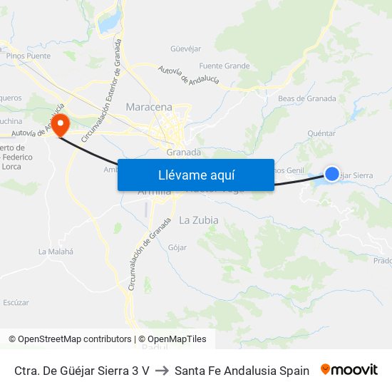 Ctra. De Güéjar Sierra 3 V to Santa Fe Andalusia Spain map