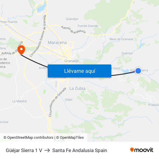 Güéjar Sierra 1 V to Santa Fe Andalusia Spain map