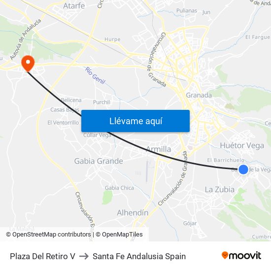 Plaza Del Retiro V to Santa Fe Andalusia Spain map