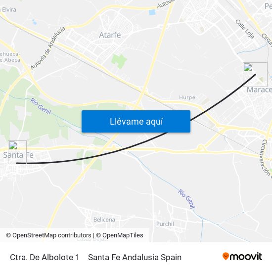 Ctra. De Albolote 1 to Santa Fe Andalusia Spain map