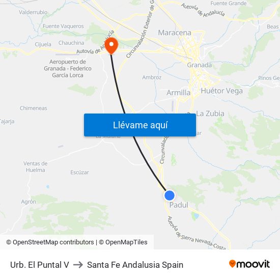 Urb. El Puntal V to Santa Fe Andalusia Spain map