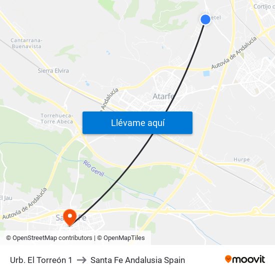 Urb. El Torreón 1 to Santa Fe Andalusia Spain map