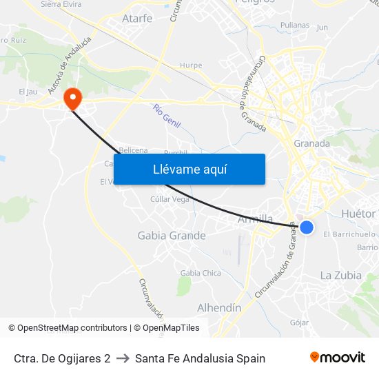 Ctra. De Ogijares 2 to Santa Fe Andalusia Spain map