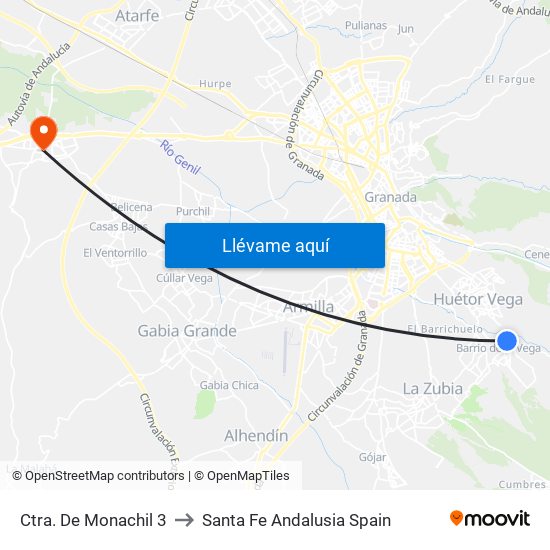 Ctra. De Monachil 3 to Santa Fe Andalusia Spain map