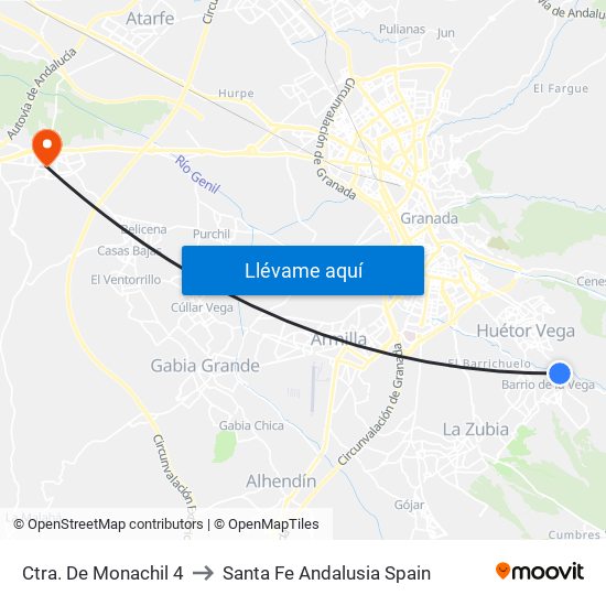 Ctra. De Monachil 4 to Santa Fe Andalusia Spain map