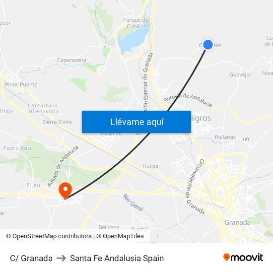 C/ Granada to Santa Fe Andalusia Spain map