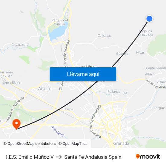 I.E.S. Emilio Muñoz V to Santa Fe Andalusia Spain map