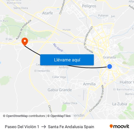 Paseo Del Violón 1 to Santa Fe Andalusia Spain map