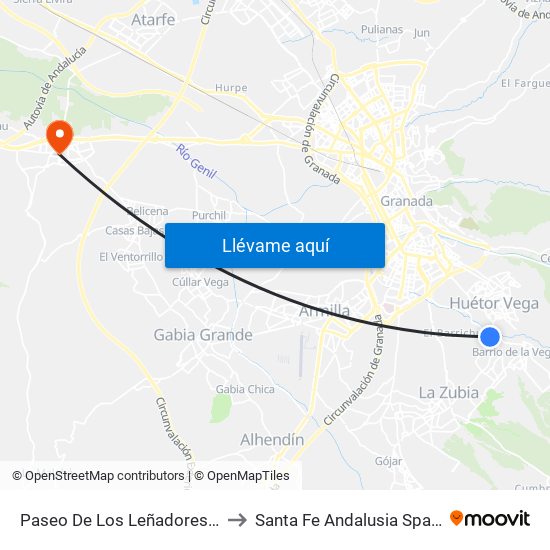 Paseo De Los Leñadores 1 to Santa Fe Andalusia Spain map