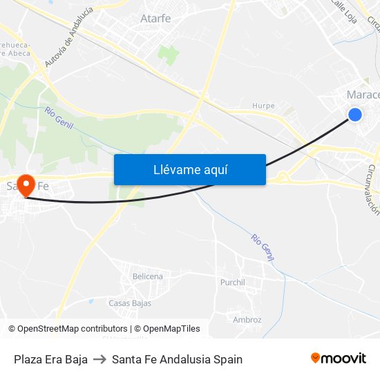 Plaza Era Baja to Santa Fe Andalusia Spain map