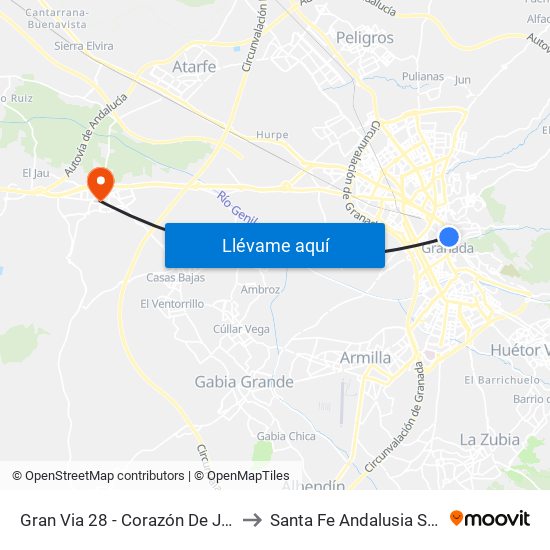 Gran Via 28 - Corazón De Jesús to Santa Fe Andalusia Spain map