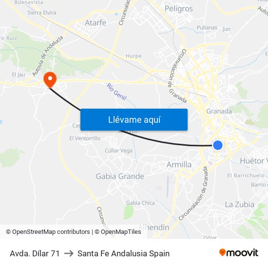 Avda. Dílar 71 to Santa Fe Andalusia Spain map