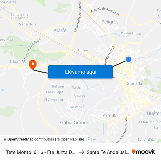 Tete Montoliú 16 - Fte Junta De Andalucía to Santa Fe Andalusia Spain map