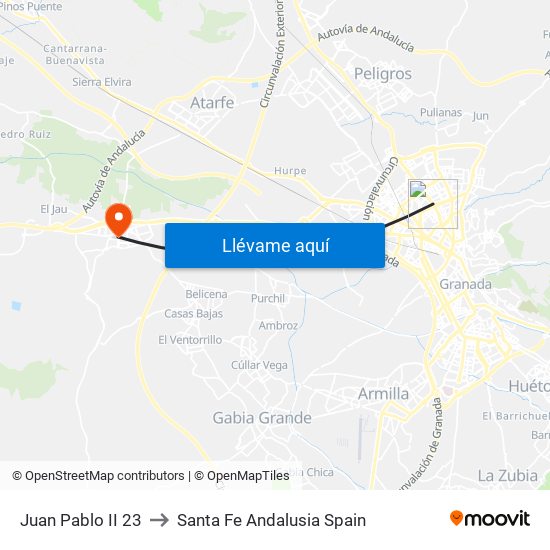 Juan Pablo II  23 to Santa Fe Andalusia Spain map