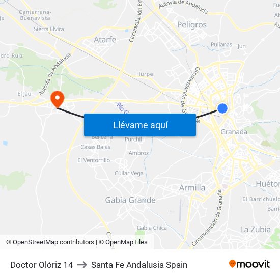Doctor Olóriz 14 to Santa Fe Andalusia Spain map