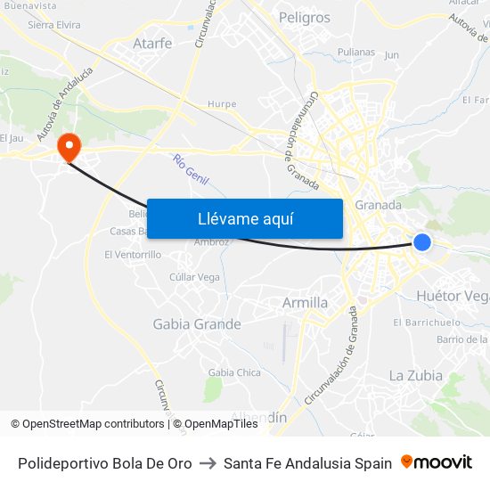 Polideportivo Bola De Oro to Santa Fe Andalusia Spain map