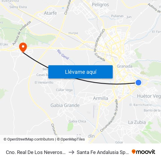 Cno. Real De Los Neveros 19 to Santa Fe Andalusia Spain map
