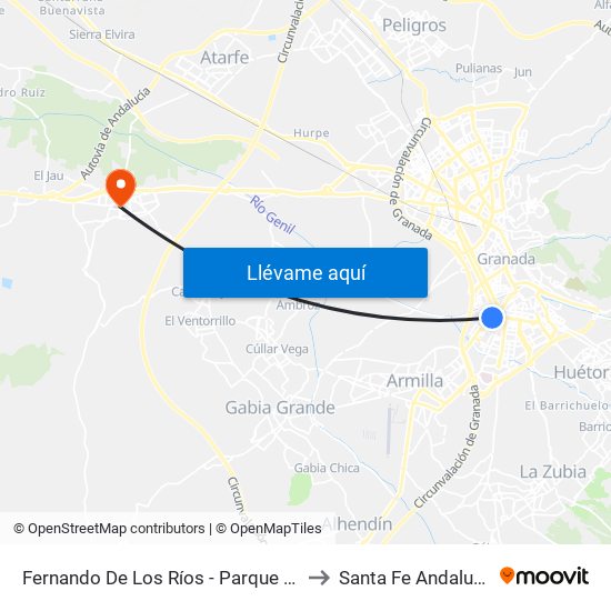 Fernando De Los Ríos - Parque Cruz De Lagos to Santa Fe Andalusia Spain map