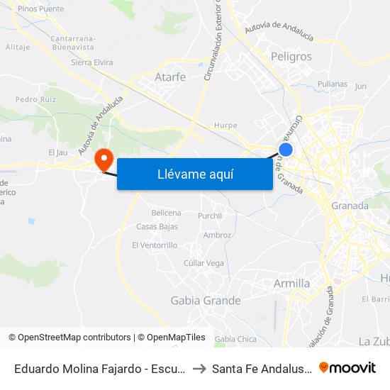 Eduardo Molina Fajardo - Escuela Gerencia to Santa Fe Andalusia Spain map