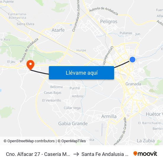 Cno. Alfacar 27 - Casería Montijo to Santa Fe Andalusia Spain map
