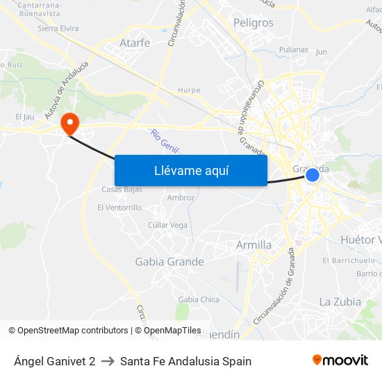 Ángel Ganivet 2 to Santa Fe Andalusia Spain map