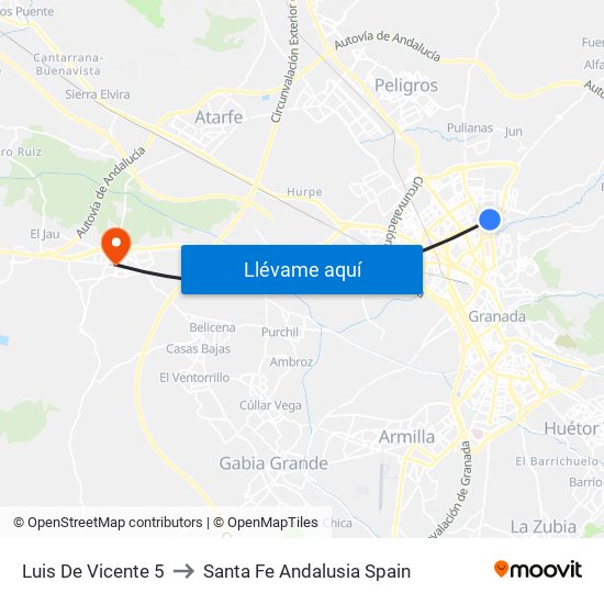 Luis De Vicente 5 to Santa Fe Andalusia Spain map