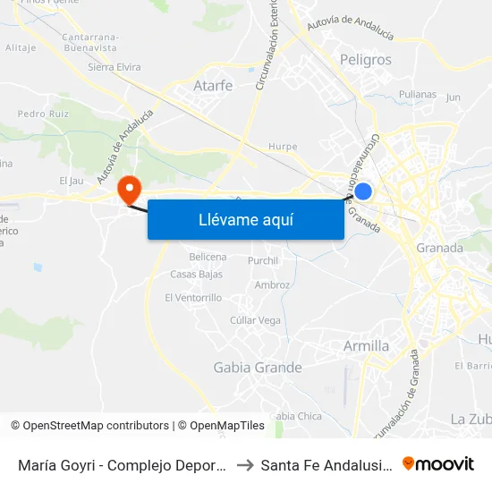 María Goyri - Complejo Deportivo Chana to Santa Fe Andalusia Spain map