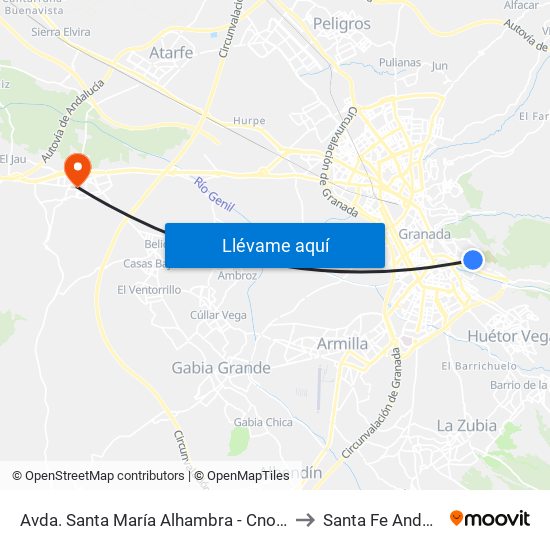 Avda. Santa María Alhambra - Cno. Nuevo Cementerio 82 to Santa Fe Andalusia Spain map