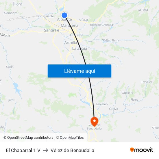 El Chaparral 1 V to Vélez de Benaudalla map