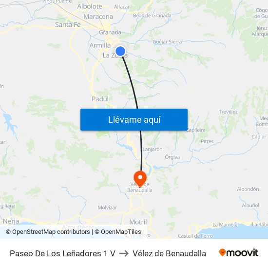 Paseo De Los Leñadores 1 V to Vélez de Benaudalla map