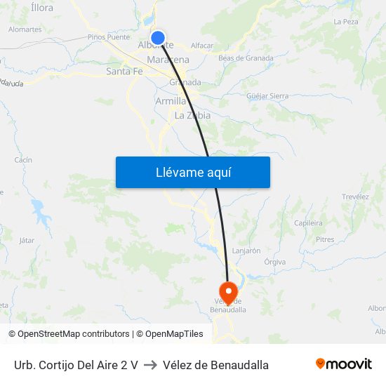 Urb. Cortijo Del Aire 2 V to Vélez de Benaudalla map