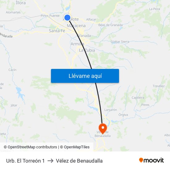Urb. El Torreón 1 to Vélez de Benaudalla map