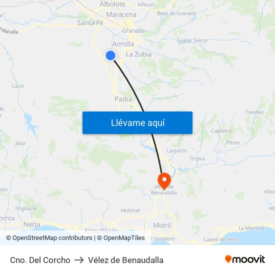 Cno. Del Corcho to Vélez de Benaudalla map