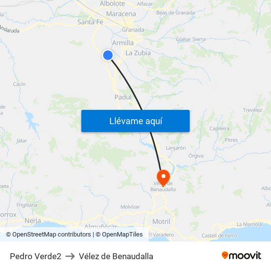 Pedro Verde2 to Vélez de Benaudalla map