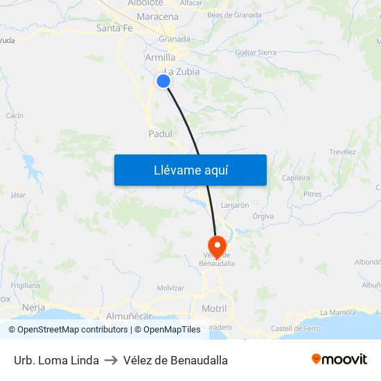 Urb. Loma Linda to Vélez de Benaudalla map