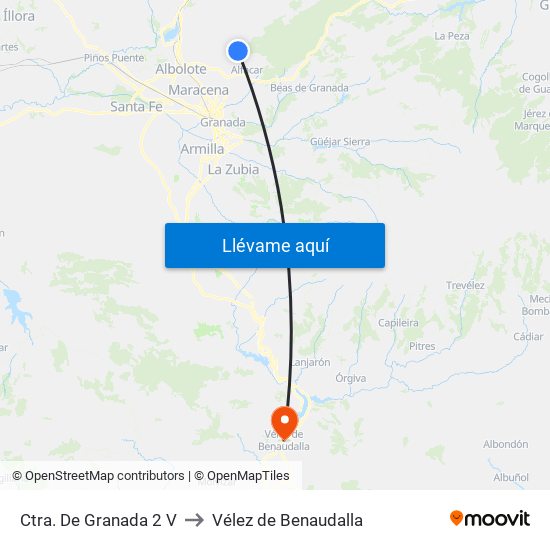Ctra. De Granada 2 V to Vélez de Benaudalla map